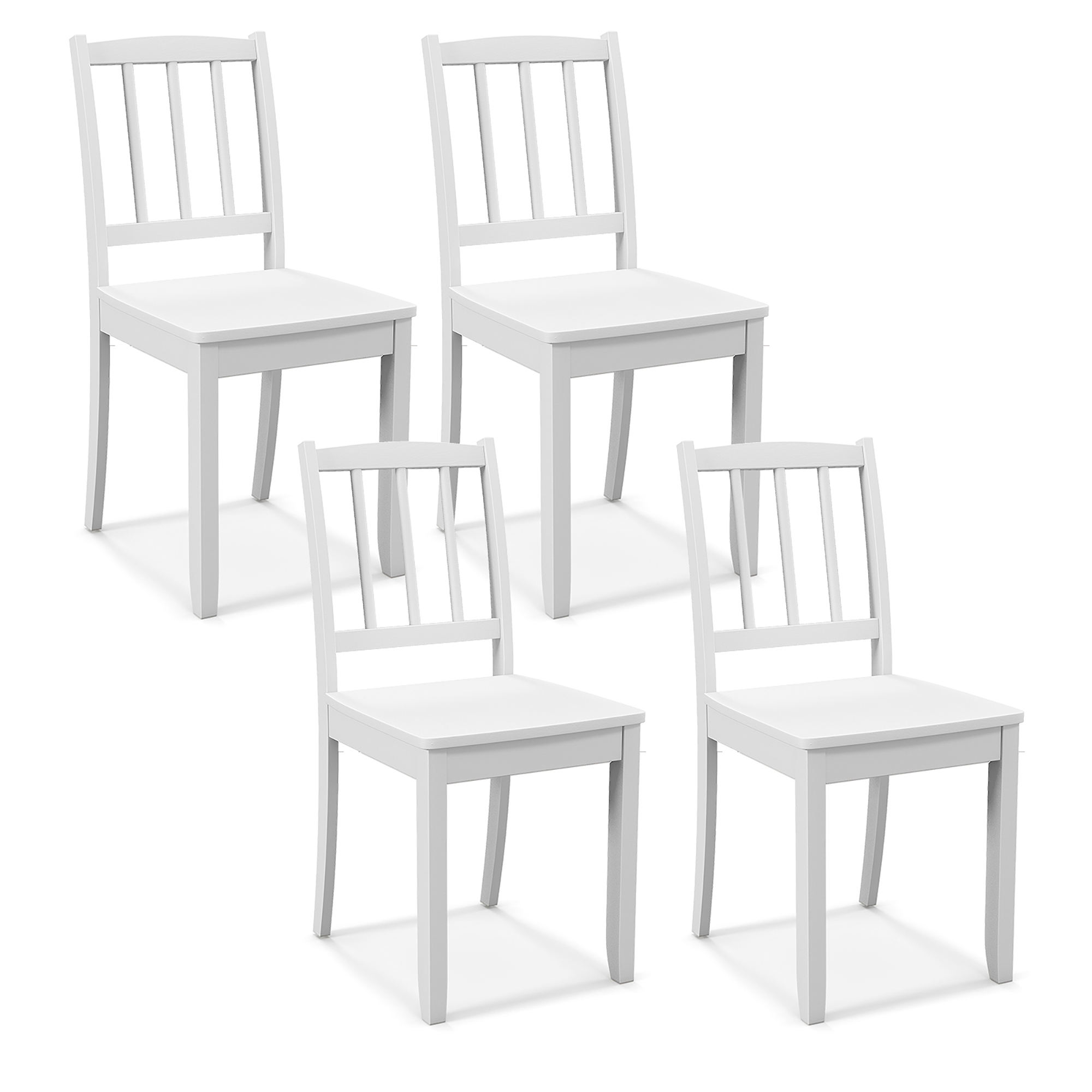 Gymax Wood Dining Chair Set of 4 w/ Rubber Wood Legs Curved Backrest for Kitchen White